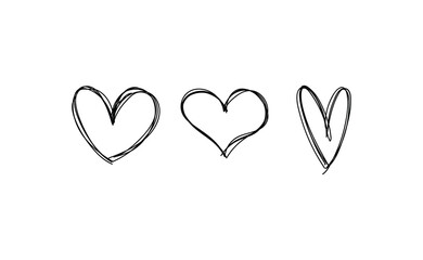 Hearts doodle collection. Hand drawn valentine's day heart icons. Love design elements.