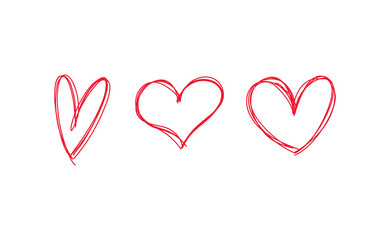 Hearts doodle collection. Hand drawn valentine's day heart icons. Love design elements.