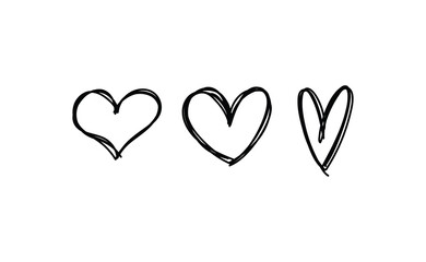 Hearts doodle collection. Hand drawn valentine's day heart icons. Love design elements.