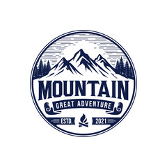 Vintage Mountain Logo Design Vector Template