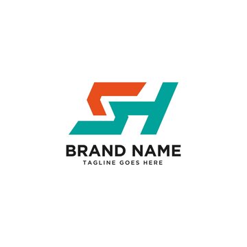 Letter SH S H HS logo minimal simple.