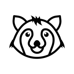 line icon set symbol and type raccoon animal face emoticon vector illustration