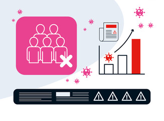 coronavirus prevention and social distancing icons vector design