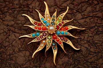 Beautiful 90s retro brooch close-up.