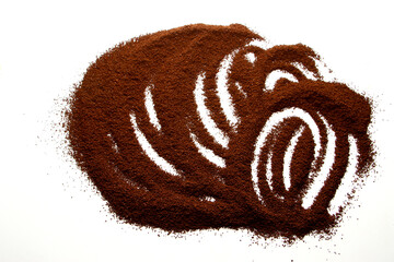 Sand art against white background