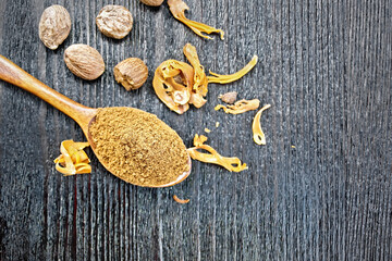 Nutmeg round in spoon on board top