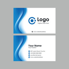Naklejka premium abstract smooth business card with blue wavy mesh gradient design, professional stylish name card template vector