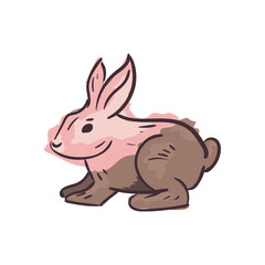 Cute brown rabbit painting vector design
