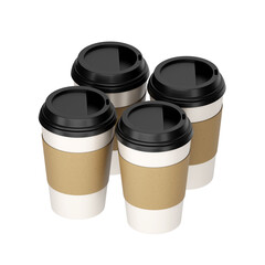 coffee and tea paper cup 3D realistic rendering isolated