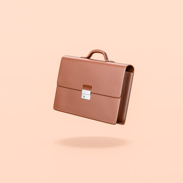 Businessman Briefcase on Orange Background