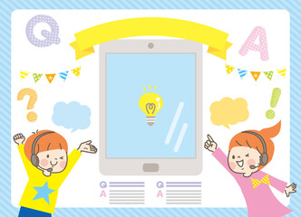 タブレットと笑顔の子供達