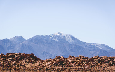 Volcanic mountain landscape with clear sky