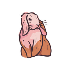 Brown rabbit painting vector design