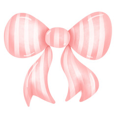 Pink bow watercolor  stripe pattern 