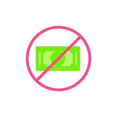 No money icon. Flat style sign for web and app. No cash money symbol vector illustration. Isolated EPS 10Editable stroke EPS 10