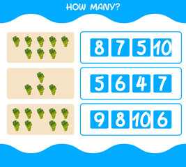 How many cartoon white grape. Counting game. Educational game for pre shool years kids and toddlers