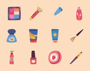 Make up and cosmetic set vector design