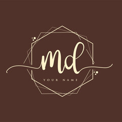 MD Initial handwriting logo. Hand lettering Initials logo branding, Feminine and luxury logo design.