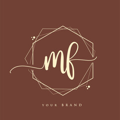 MF Initial handwriting logo. Hand lettering Initials logo branding, Feminine and luxury logo design.