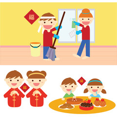 Chinese New Year activity - spring clean, festival CNY food