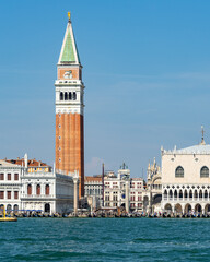 Fototapeta na wymiar The iconic St Mark's bell tower in Venice, Italy