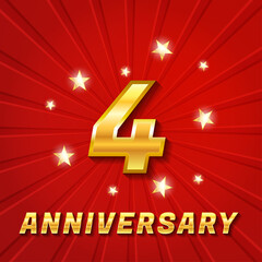 4 year anniversary celebration, vector design for celebrations, invitation cards and greeting cards