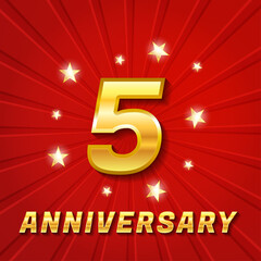 5 year anniversary celebration, vector design for celebrations, invitation cards and greeting cards