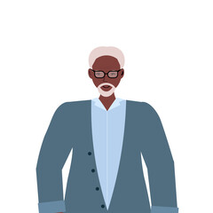 old african american man in casual trendy clothes senior male cartoon character gray haired grandfather portrait vector illustration