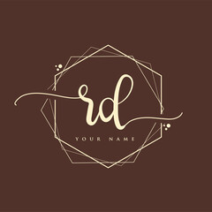 RD Initial handwriting logo. Hand lettering Initials logo branding, Feminine and luxury logo design.