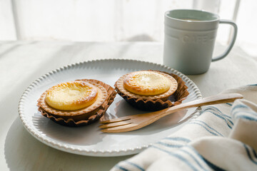 Baked cheese tart for morning breakfast