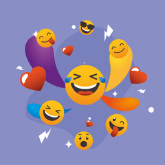 Happy emojis faces icon collection vector design