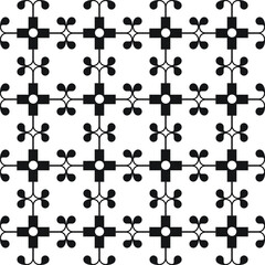 Pretty repeating outline pattern of black squares in a regular grid made from thick and thin lines with a curled end against a white background, geometric vector illustration