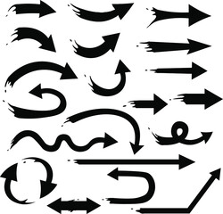 これは筆で描いた矢印のイラストです。