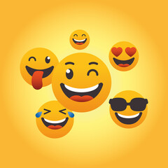 happy emojis design, colorful design