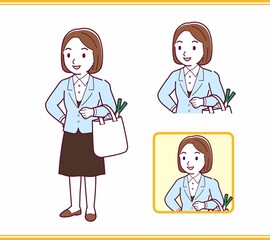 Young woman in a light blue suit