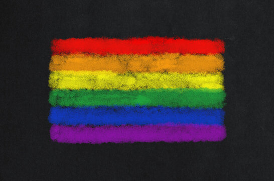 illustration of rainblow flag, gay pride flag drawing with chalk