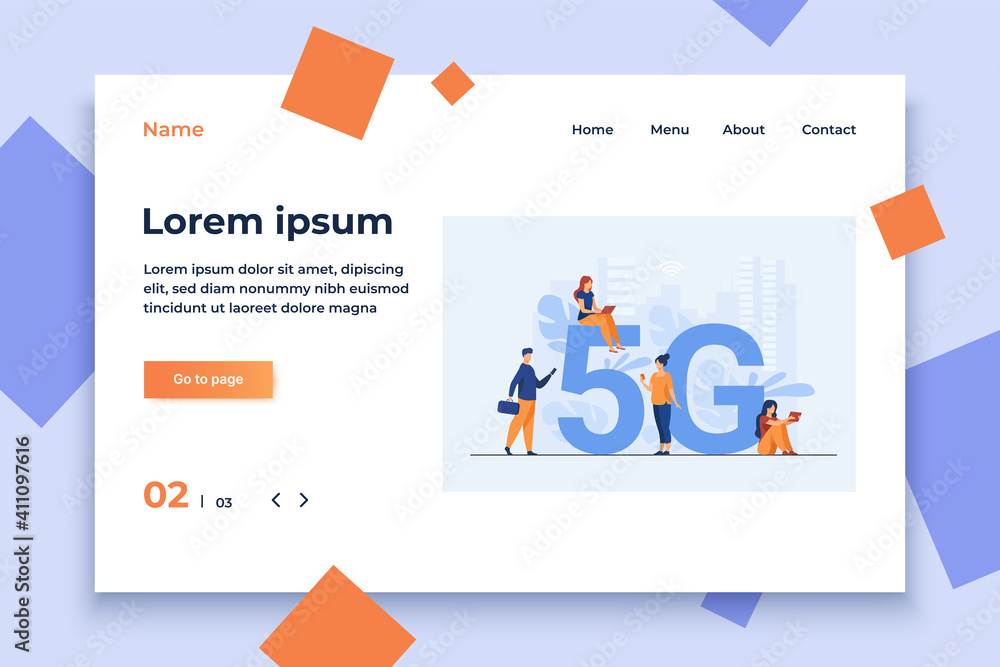 Poster 5g networks and telecom concept. people using digital devices. flat vector illustration for fast spe
