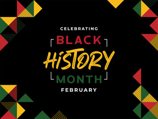 African-Americans Black history month lettering with colorful triangle pattern background vector illustration