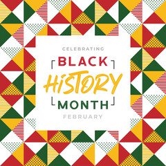 African-Americans Black history month lettering on colorful triangle pattern background vector illustration