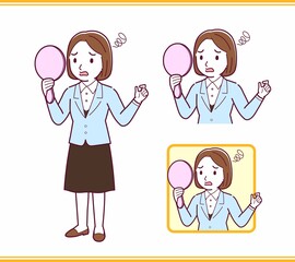 Young woman in a light blue suit