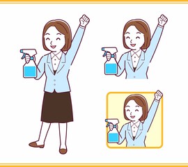 Young woman in a light blue suit