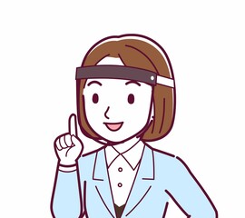 Young woman in a light blue suit