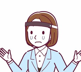 Young woman in a light blue suit