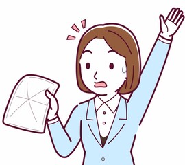 Young woman in a light blue suit