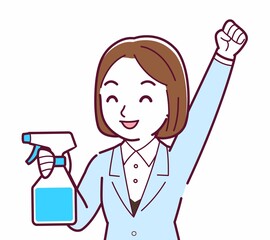 Young woman in a light blue suit