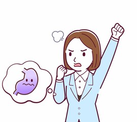 Young woman in a light blue suit