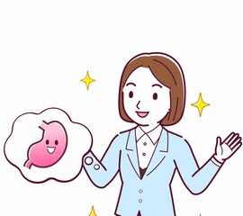 Young woman in a light blue suit