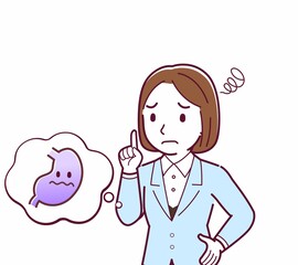 Young woman in a light blue suit