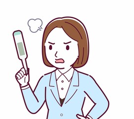 Young woman in a light blue suit