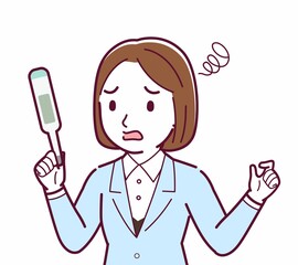 Young woman in a light blue suit